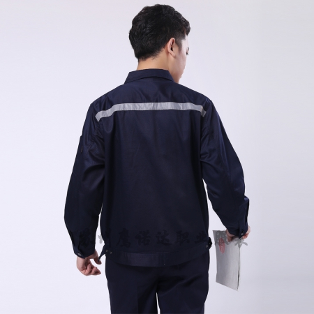 藏青拼米色滌棉線卡物流工作服AC090-WL