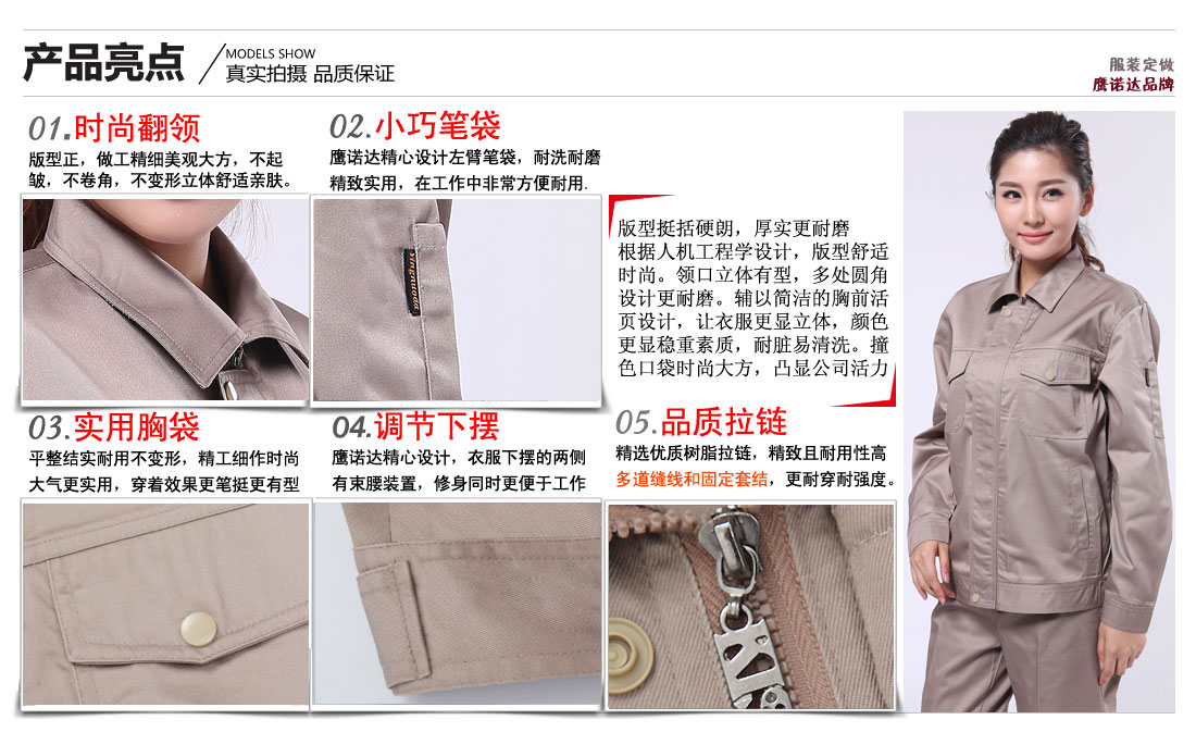 工作服賣點及小細節展示圖