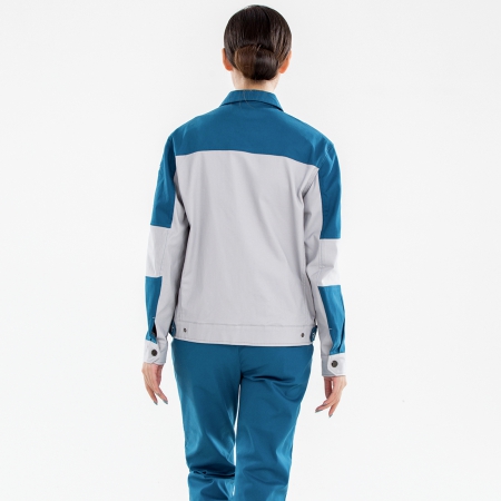 電工作業服米灰拼淺藍AC14-2