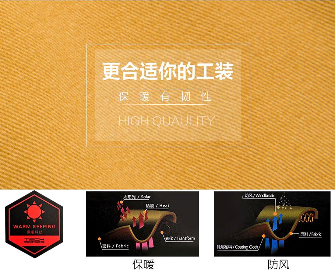 冬季工作服面料耐磨，舒適，透氣