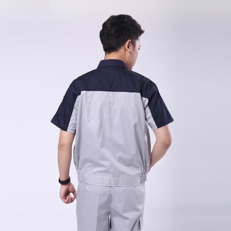深藍配淺灰夏季工作服AD079-XJ