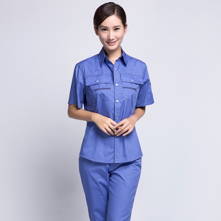 湖藍色夏季短袖工作服AD10-2