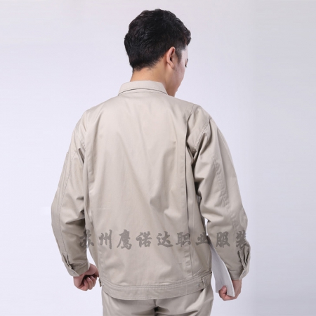 米色拼蘭色滌棉紗卡生產加工工作服AC087-SC